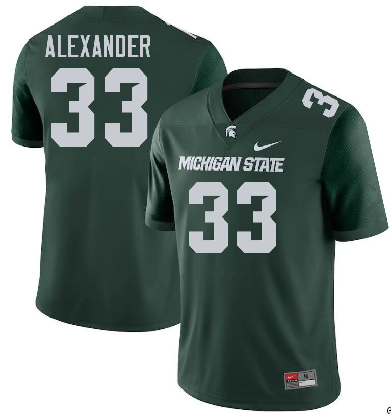 Men #33 Aaron Alexander Michigan State Spartans College Football Jerseys Stitched-Green